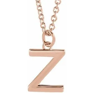 14K Rose Initial Z Dangle 18" Necklace