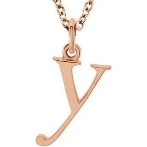 14K Rose Lowercase Initial y 16" Necklace