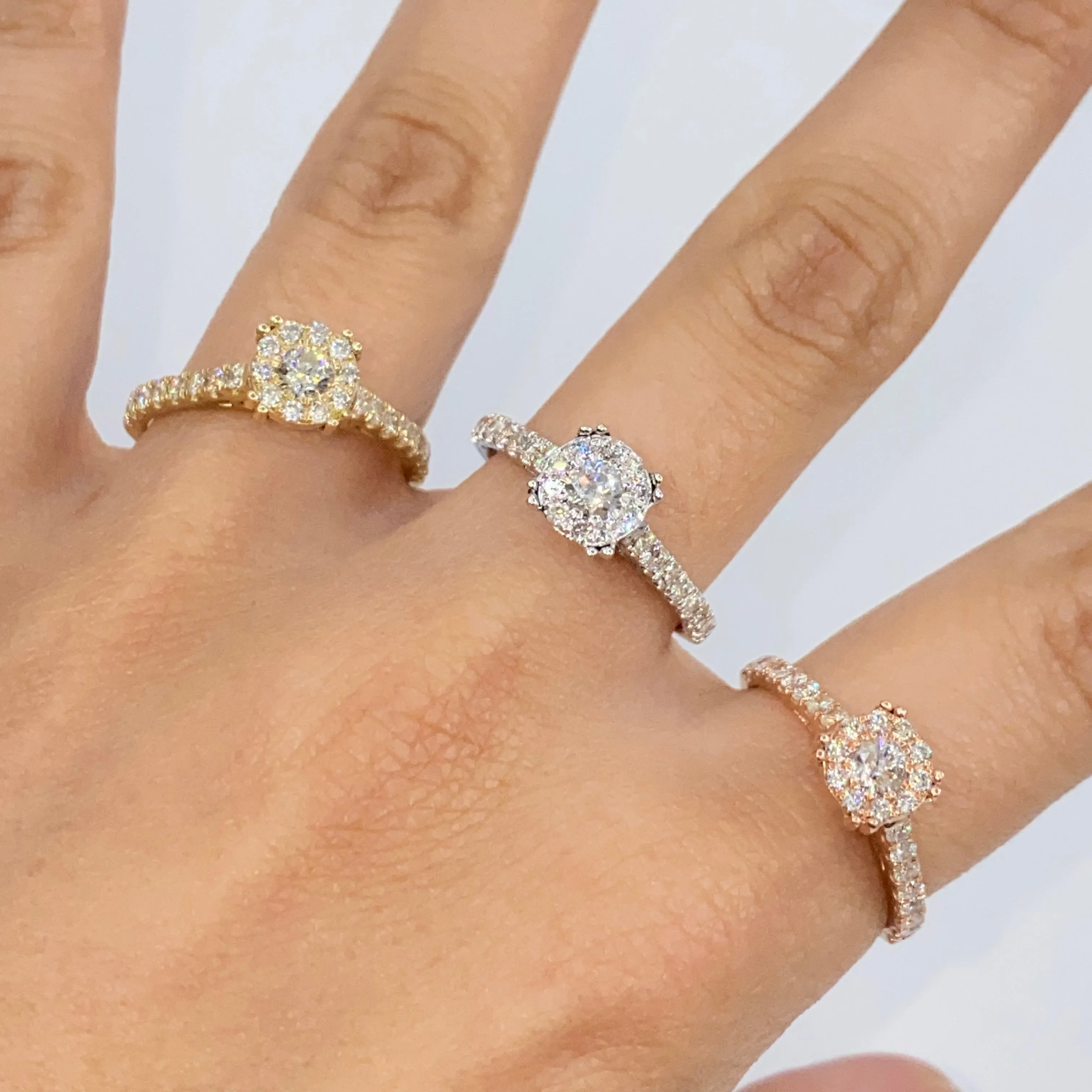 14K Rosebud Halo Diamond Engagement Ring
