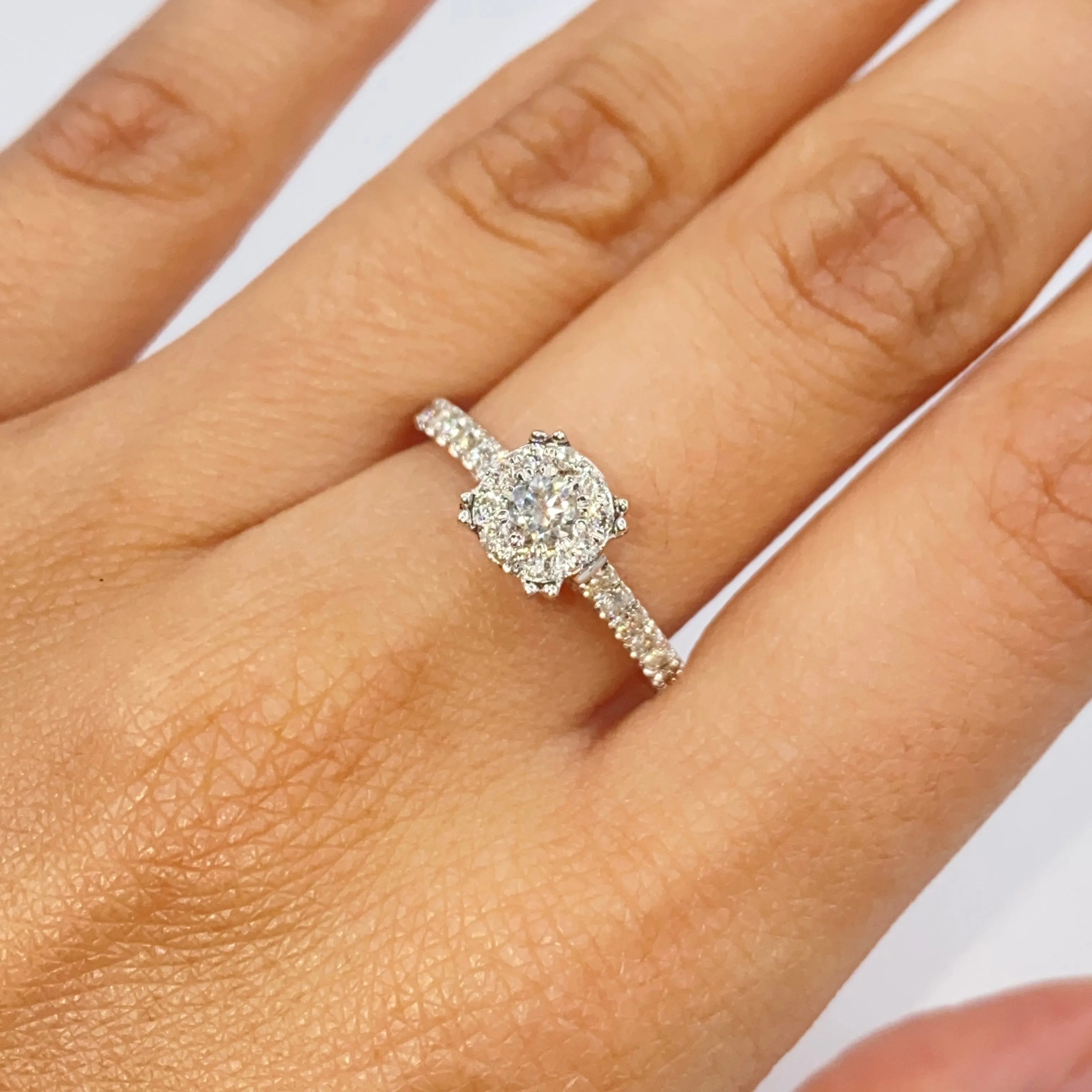 14K Rosebud Halo Diamond Engagement Ring