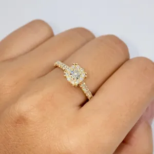 14K Rosebud Halo Diamond Engagement Ring
