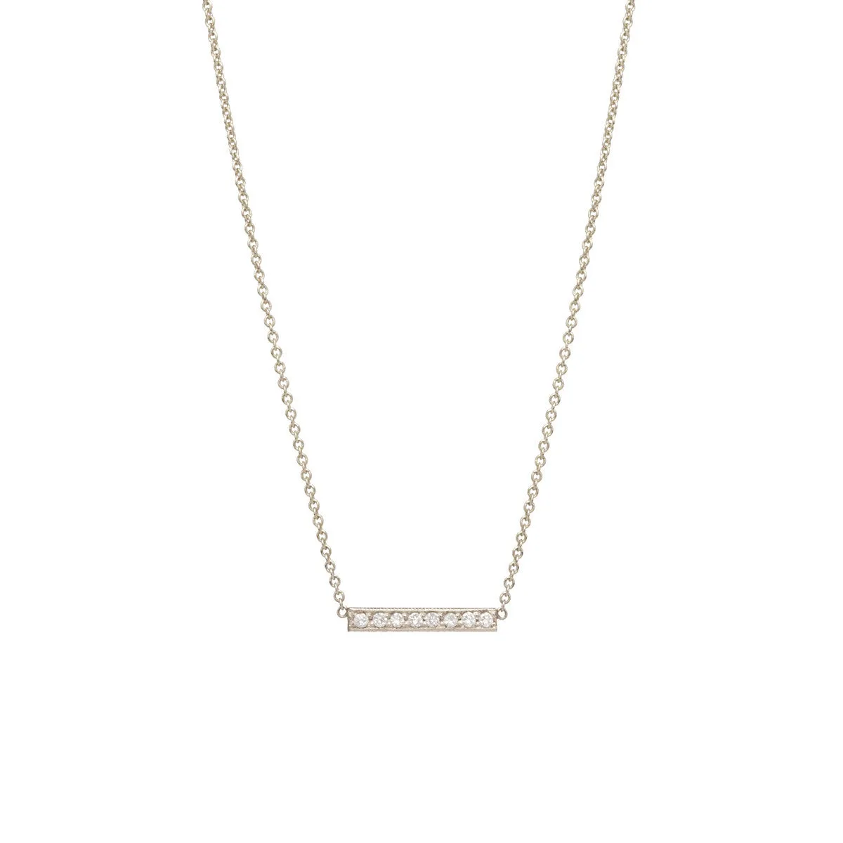 14k Short Pavé Diamond Bar Necklace