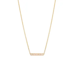 14k Short Pavé Diamond Bar Necklace