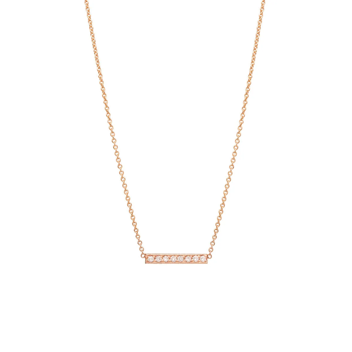 14k Short Pavé Diamond Bar Necklace