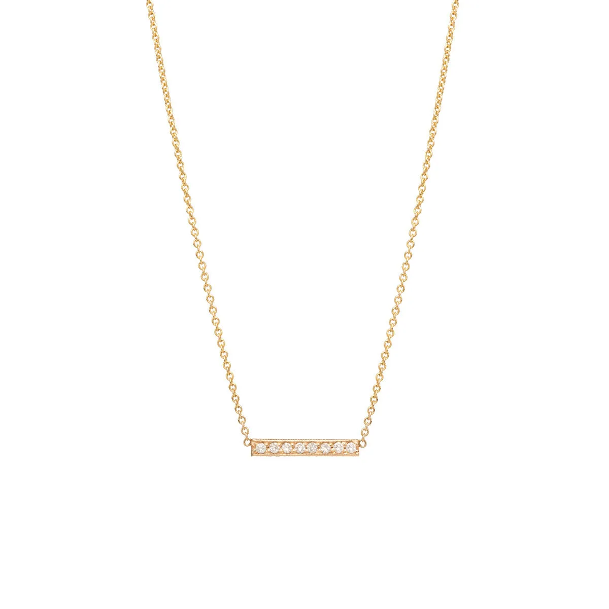 14k Short Pavé Diamond Bar Necklace