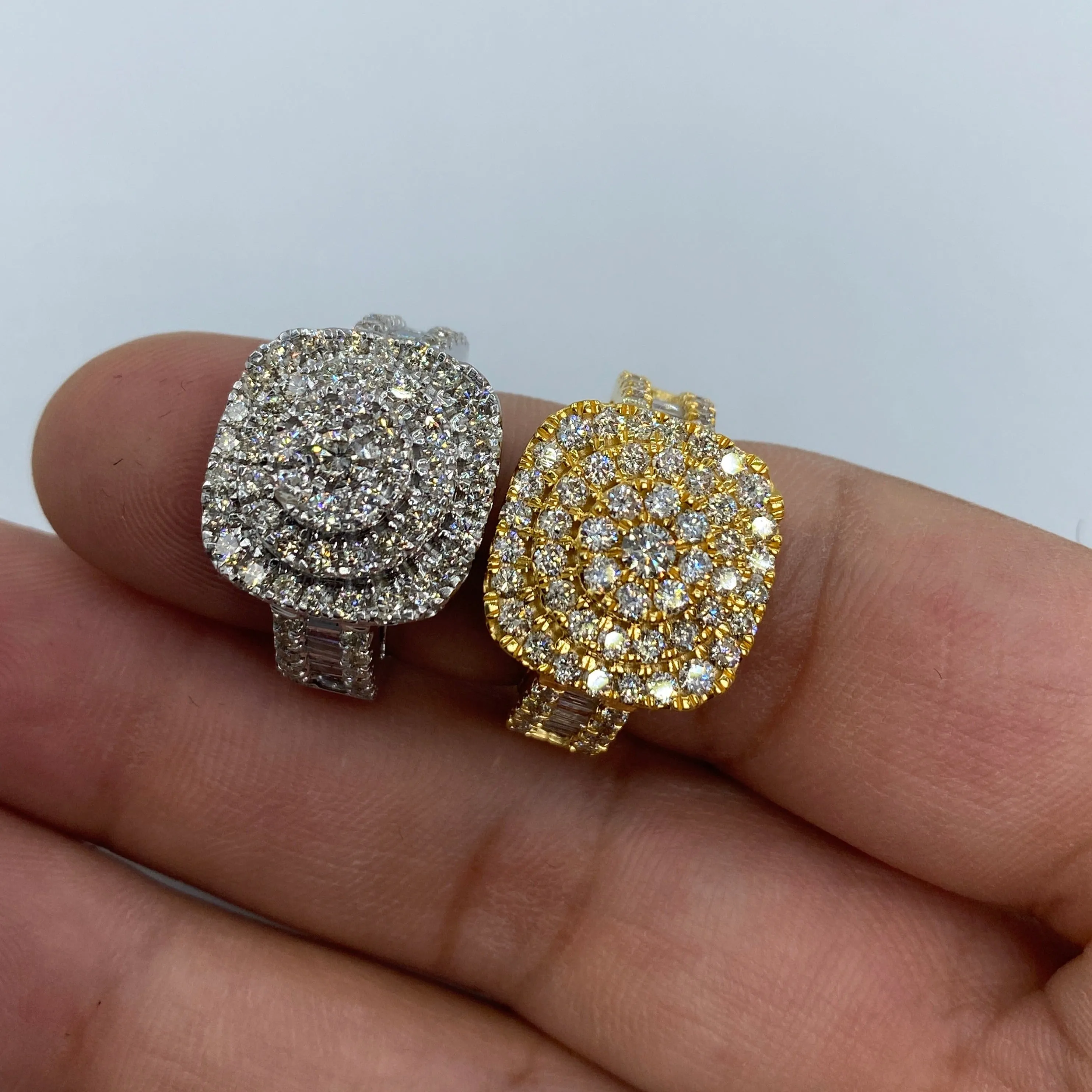 14K Square Cake Diamond Baguette Ring
