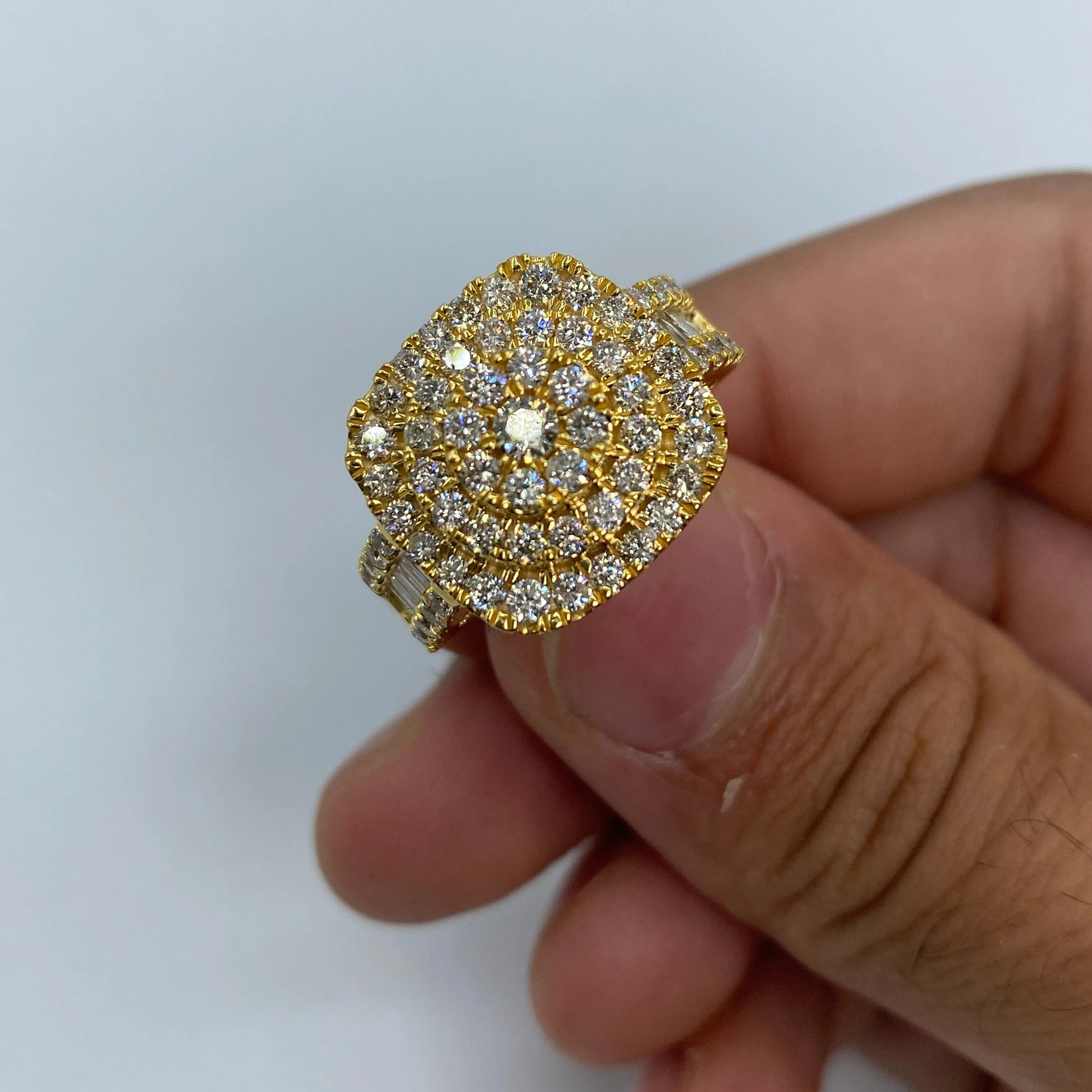 14K Square Cake Diamond Baguette Ring