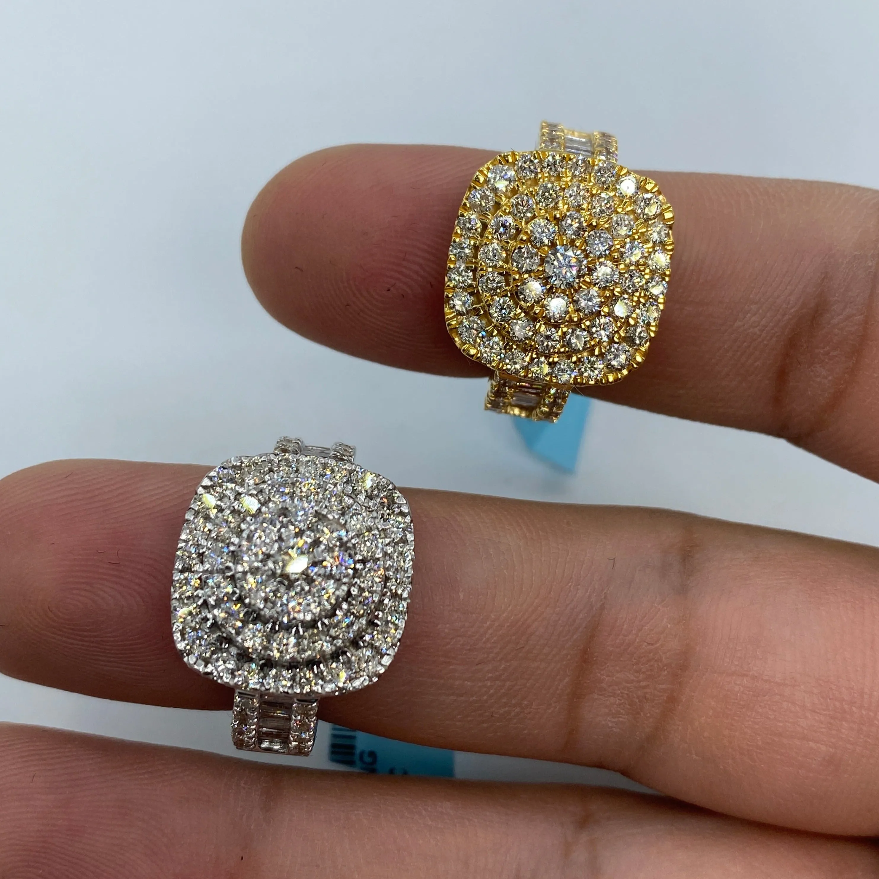 14K Square Cake Diamond Baguette Ring