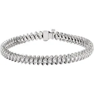 14K White 1 1/5 CTW Diamond Line 7.25" Bracelet