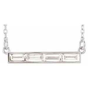 14K White 1/2 CTW Diamond Bar 17" Necklace