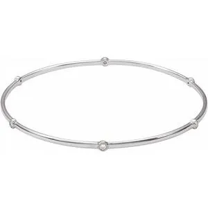14K White  1/4 CTW Diamond Bezel-Set Bangle 8" Bracelet