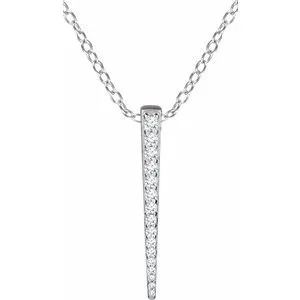 14K White 1/4 CTW Diamond Graduated 16-18" Bar Necklace