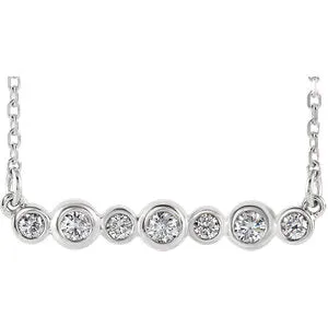 14K White 1/5 CTW Diamond Bezel-Set Bar 16-18" Necklace