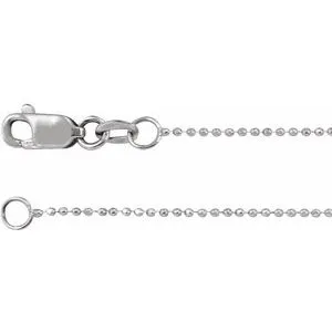 14K White 1mm Diamond-Cut Bead 7" Chain