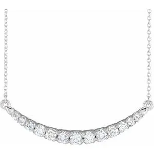 14K White 3/4 CTW Lab-Grown Diamond French-Set Bar 18" Necklace