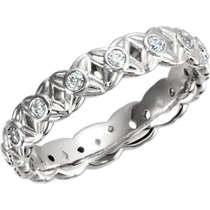 14K White 3/8 CTW Diamond Sculptural-Inspired Eternity Band Size 8