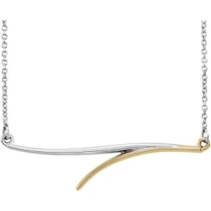 14K White & Yellow Gold Freeform Bar 16" Necklace