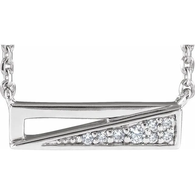 14K White Gold .05 CTW Natural Diamond Bar 18" Necklace