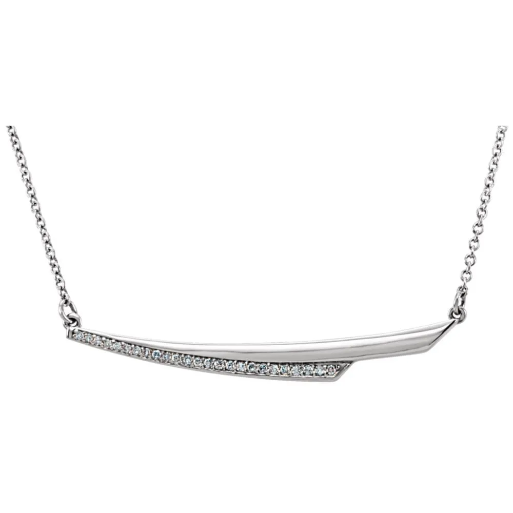 14k White Gold .08 CTW Diamond Bar 17.5" Necklace