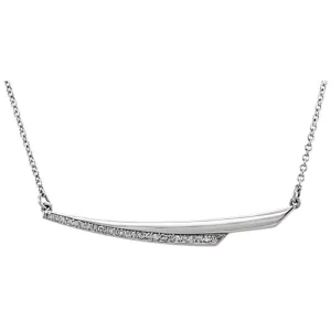 14k White Gold .08 CTW Diamond Bar 17.5" Necklace