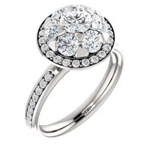 14k White Gold 1 1/2 CTW Diamond Engagement Ring, Size 7
