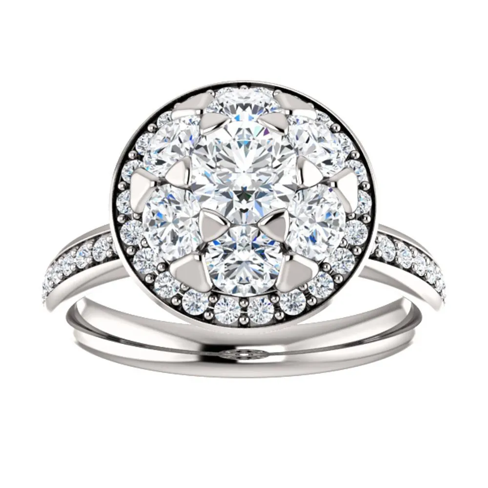 14k White Gold 1 1/2 CTW Diamond Engagement Ring, Size 7