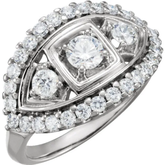 14k White Gold 1 1/3 CTW Diamond Anniversary Band, Size 7