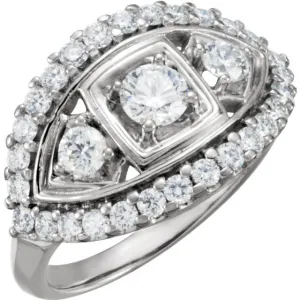 14k White Gold 1 1/3 CTW Diamond Anniversary Band, Size 7