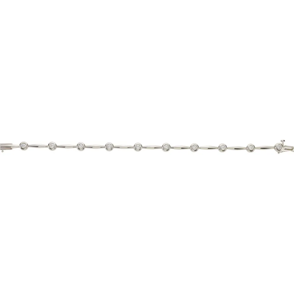 14k White Gold 1 CTW Diamond Line 7.5" Bracelet