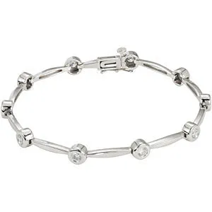 14k White Gold 1 CTW Diamond Line 7.5" Bracelet