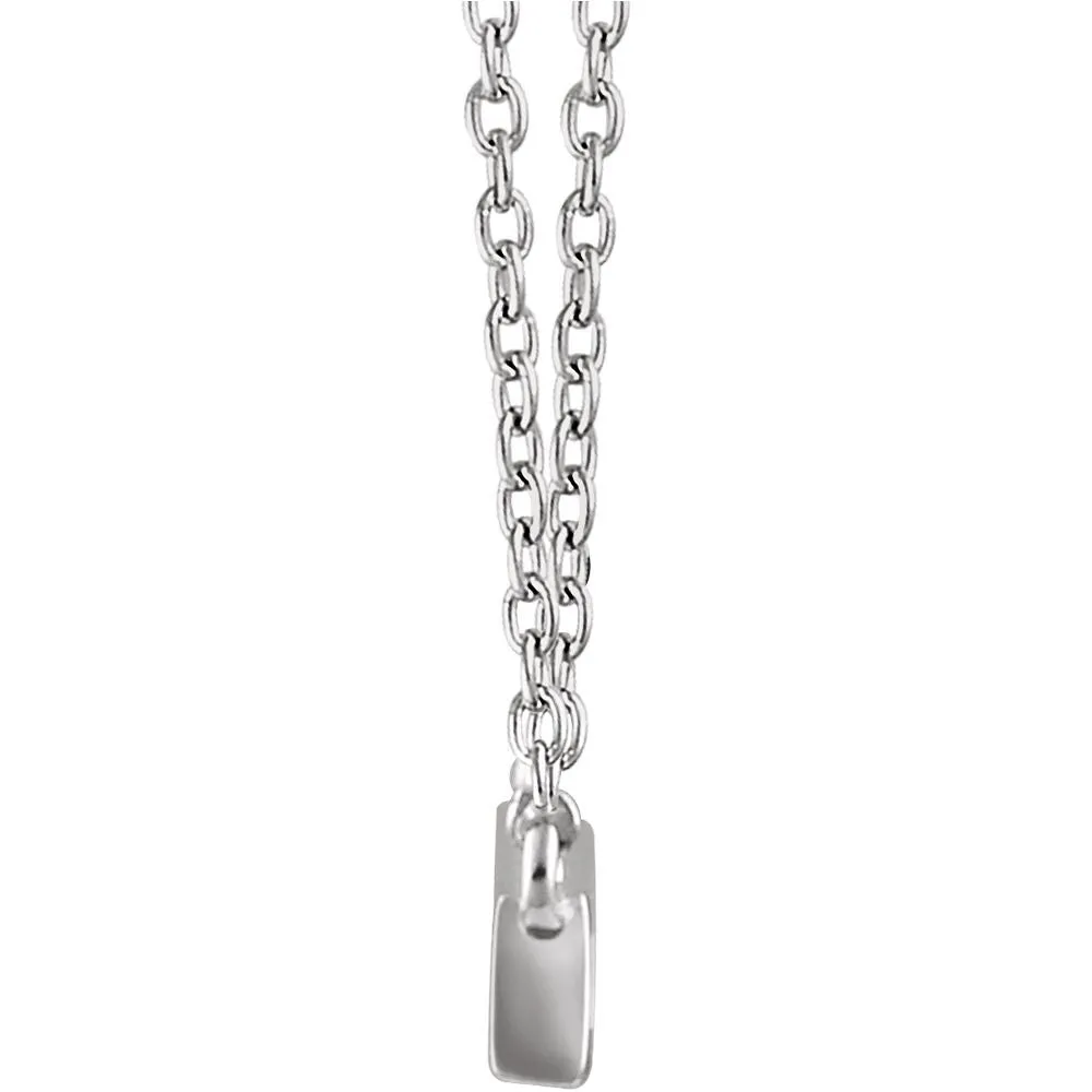14k White Gold 1/2 CTW Diamond Baguette Bar 16-18" Necklace