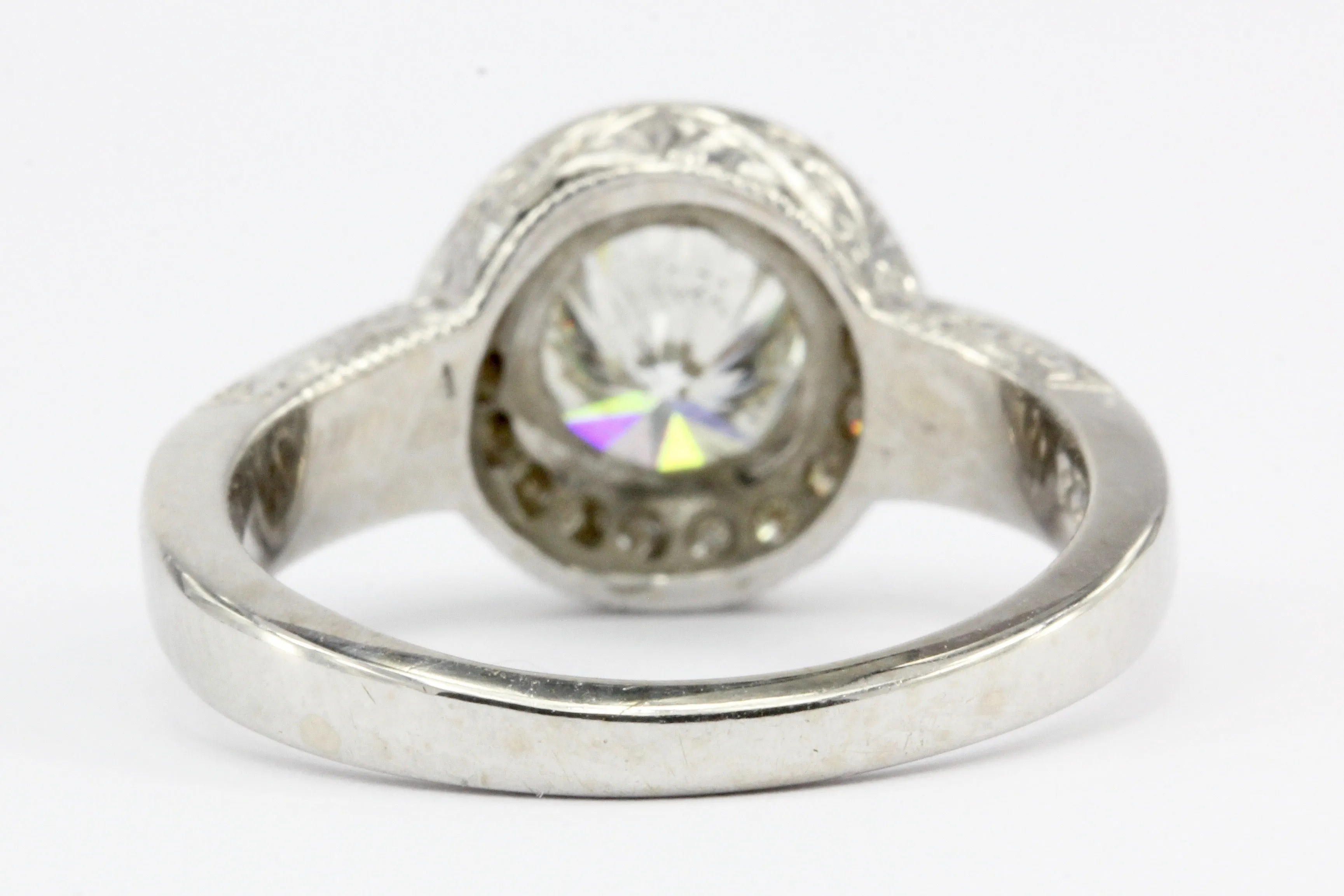 14K White Gold 1.26 CT Diamond Halo Engagement Ring Size 7.5