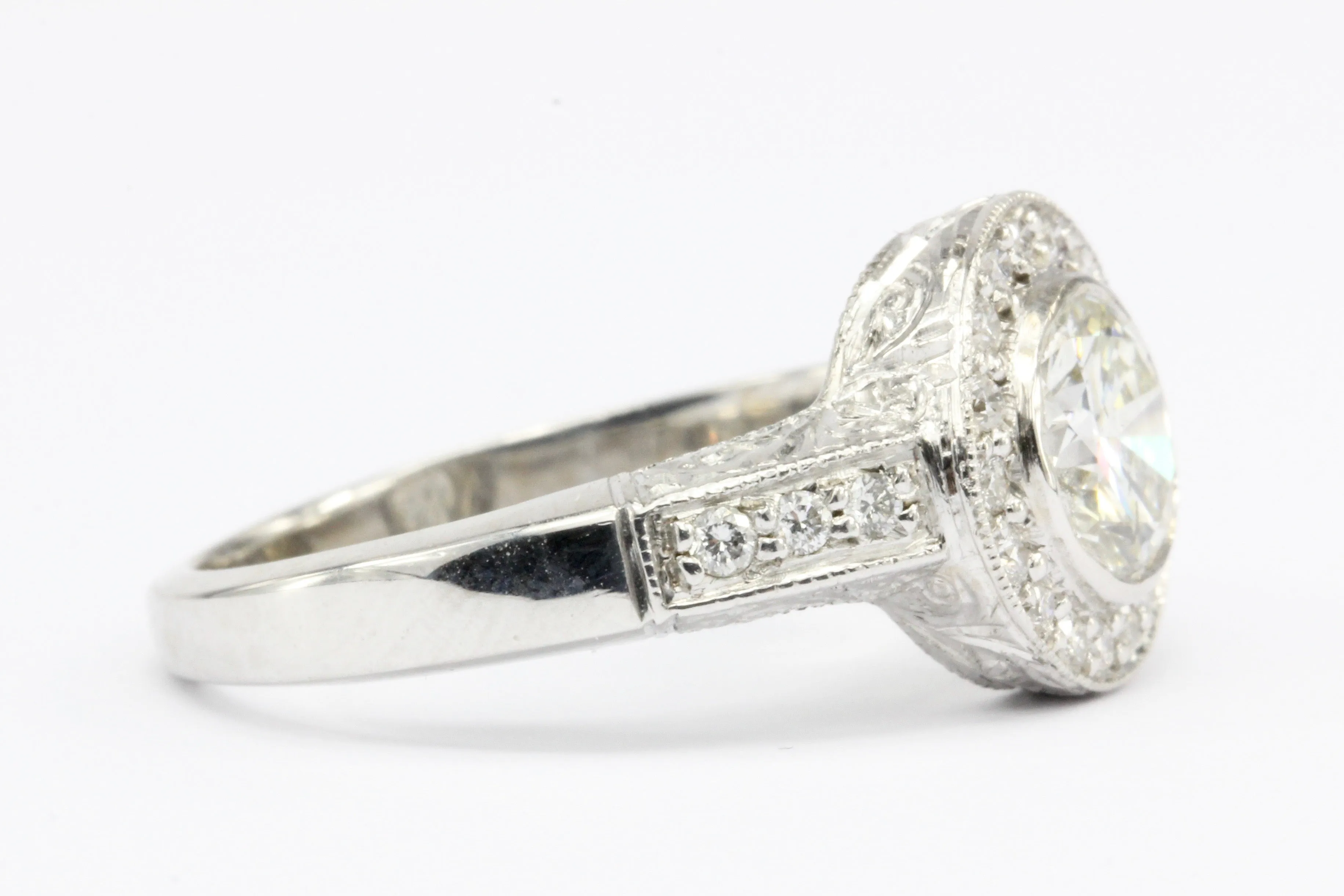 14K White Gold 1.26 CT Diamond Halo Engagement Ring Size 7.5