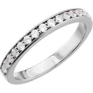 14k White Gold 1/3 CTW Diamond Band for 5.2 & 5.8mm Round Engagement Ring, Size 7