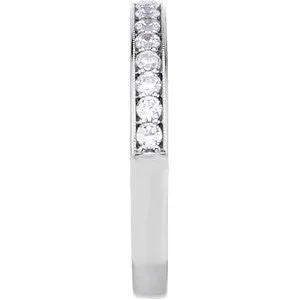 14k White Gold 1/3 CTW Diamond Band for 5.2 & 5.8mm Round Engagement Ring, Size 7