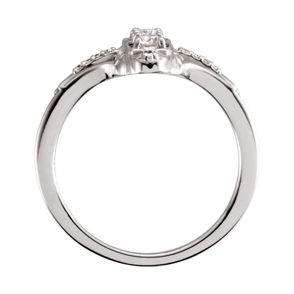14k White Gold 1/3 CTW Diamond Three-Stone Ring , Size 7