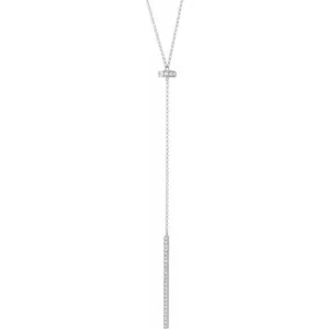 14K White Gold 1/4 CTW Natural Diamond Bar Y 15-17" Necklace