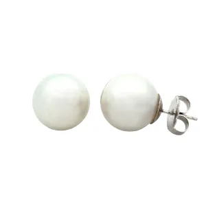 14k White Gold 14/15mm Pearl Stud Earrings