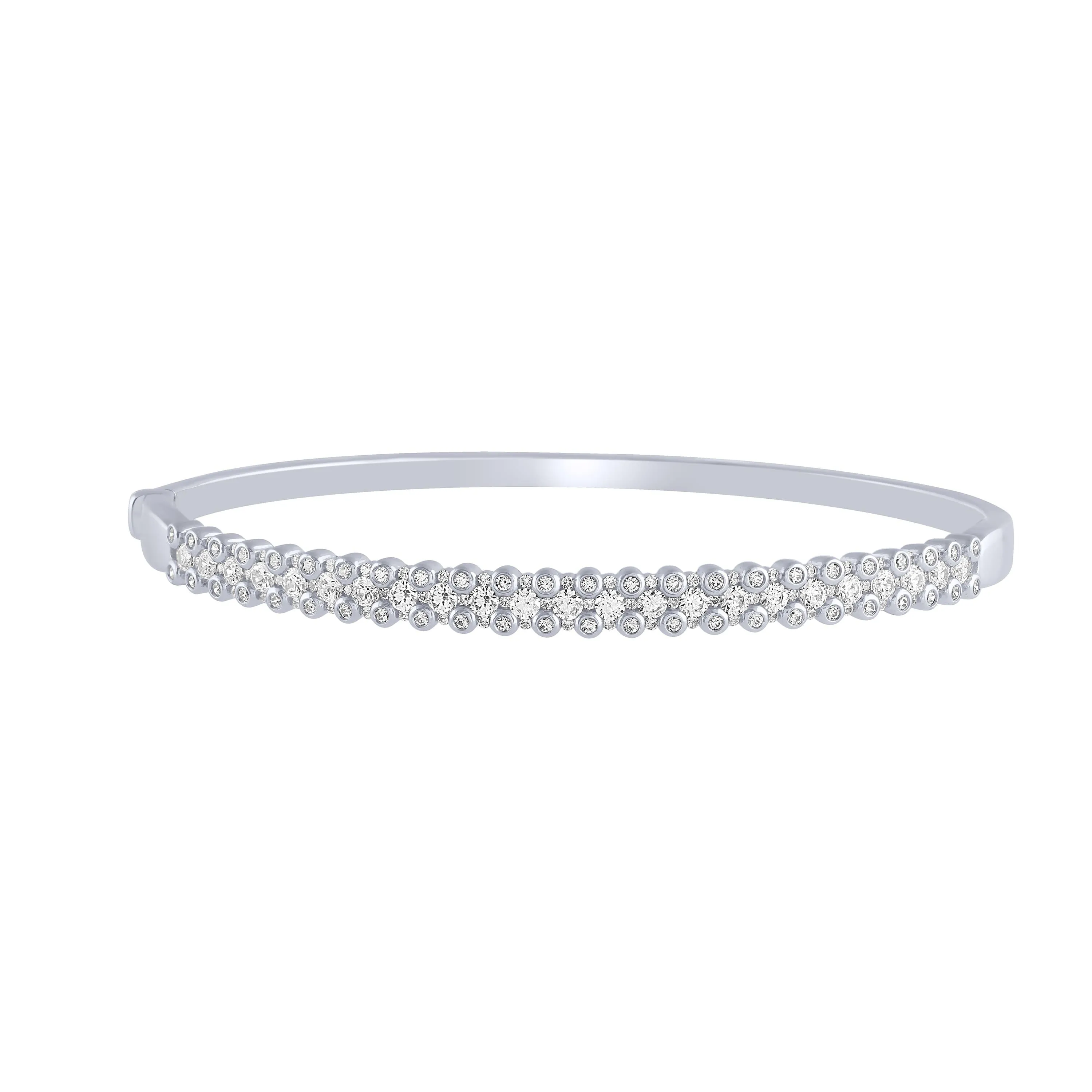 14K White Gold 1.50Ct Diamond Bangle