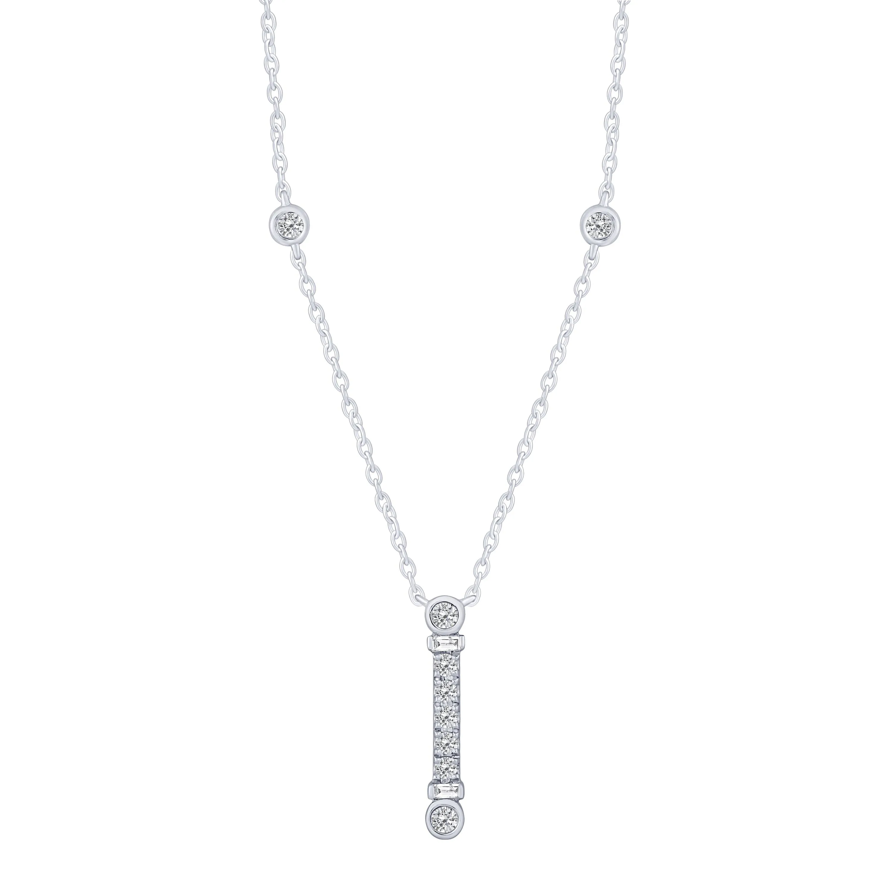 14K White Gold 1/5Ct Diamond Necklace