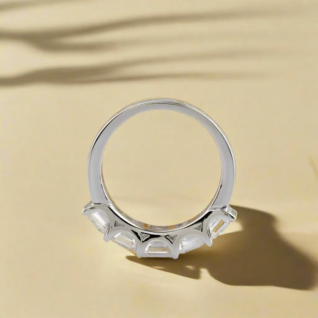14k White Gold 3.0 Ct Asscher Cut Diamond Half Eternity Wedding Band