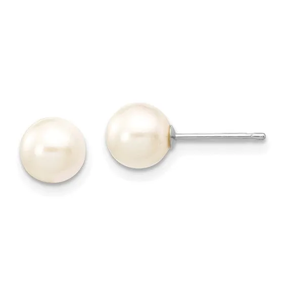 14k White Gold 6 - 7mm Saltwater Akoya Pearl Earrings