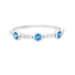 14k White Gold Diamond & Sapphire Ring