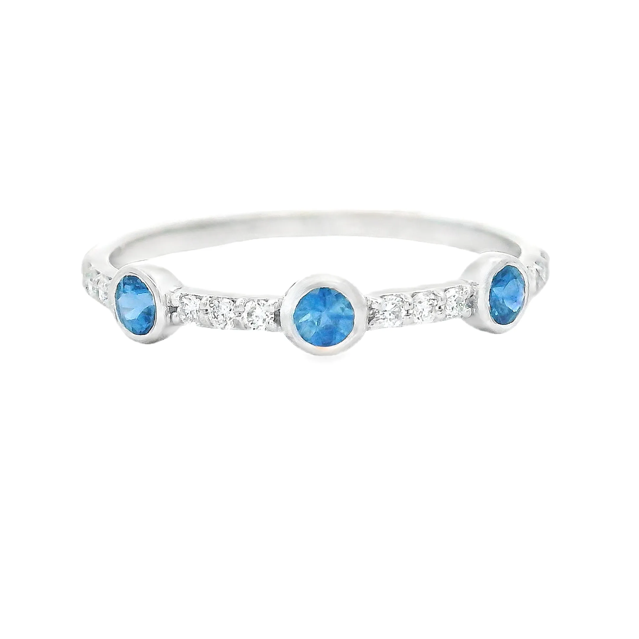 14k White Gold Diamond & Sapphire Ring