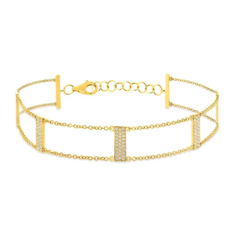 14k White Gold Diamond Ladder Bracelet