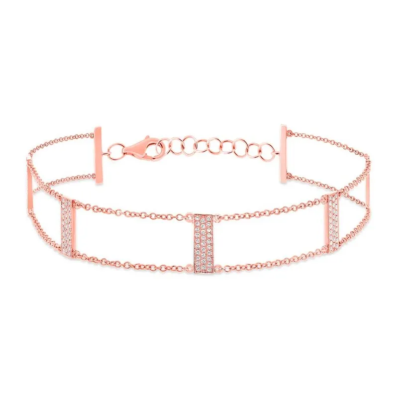 14k White Gold Diamond Ladder Bracelet