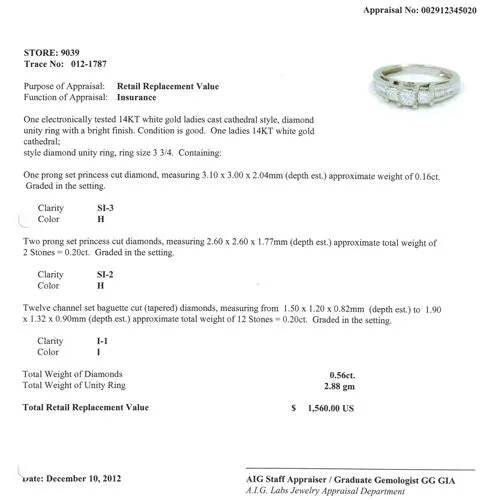 14k White Gold Ladies Cathedral Diamond Unity Ring Beautiful Gift for Her!