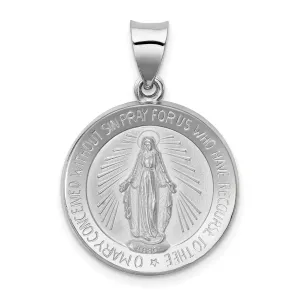 14k White Gold Miraculous Medal Pendant