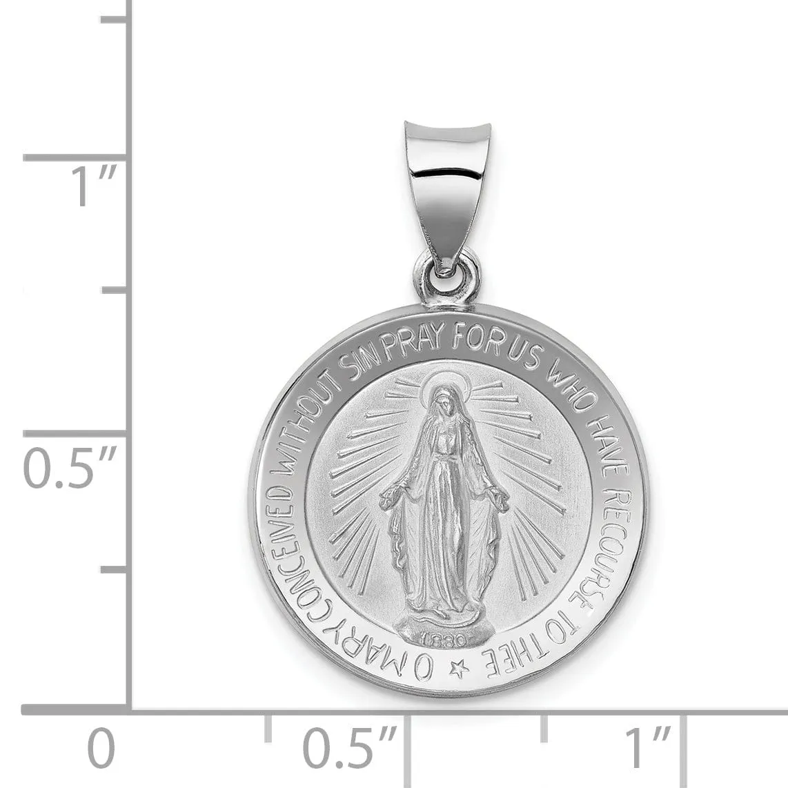 14k White Gold Miraculous Medal Pendant