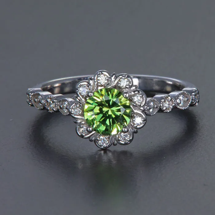 14K White Gold Montana Sapphire and Diamond Ring .74 carats